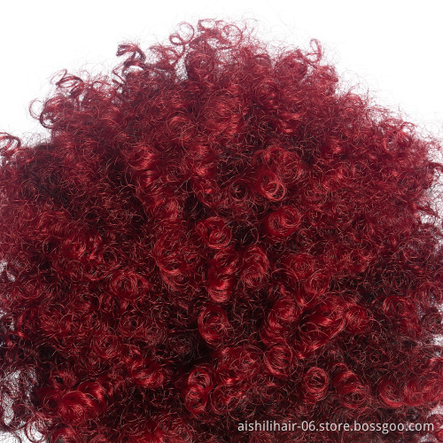 wholesale synthetic hair chignonPonytail With Bangs heat resistant afro kinky curly burgundy synthetic hair wigs for women